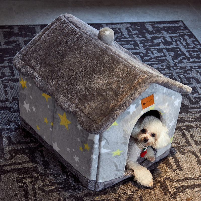 Foldable Enclosed Pet Bed